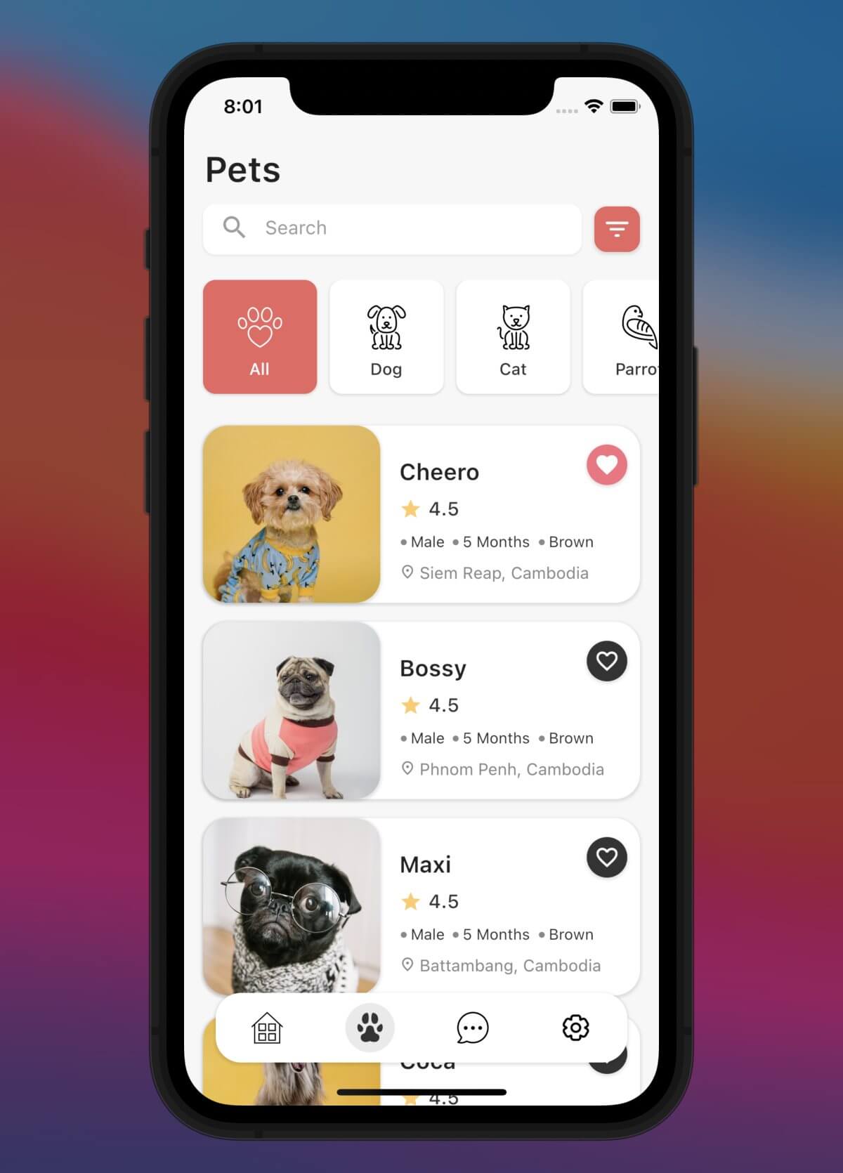Pet Adoption App in Flutter Free Source Code