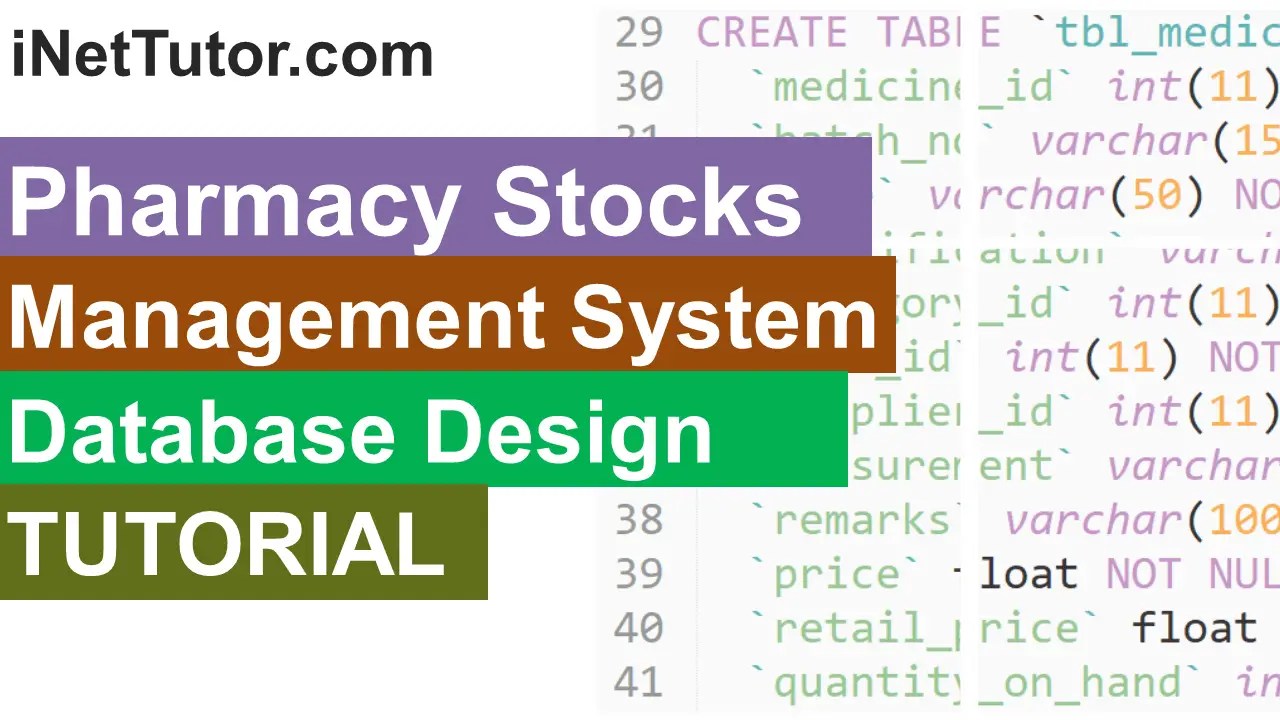 Free Pharmacy Stocks Management System Database Design Tutorial 2024