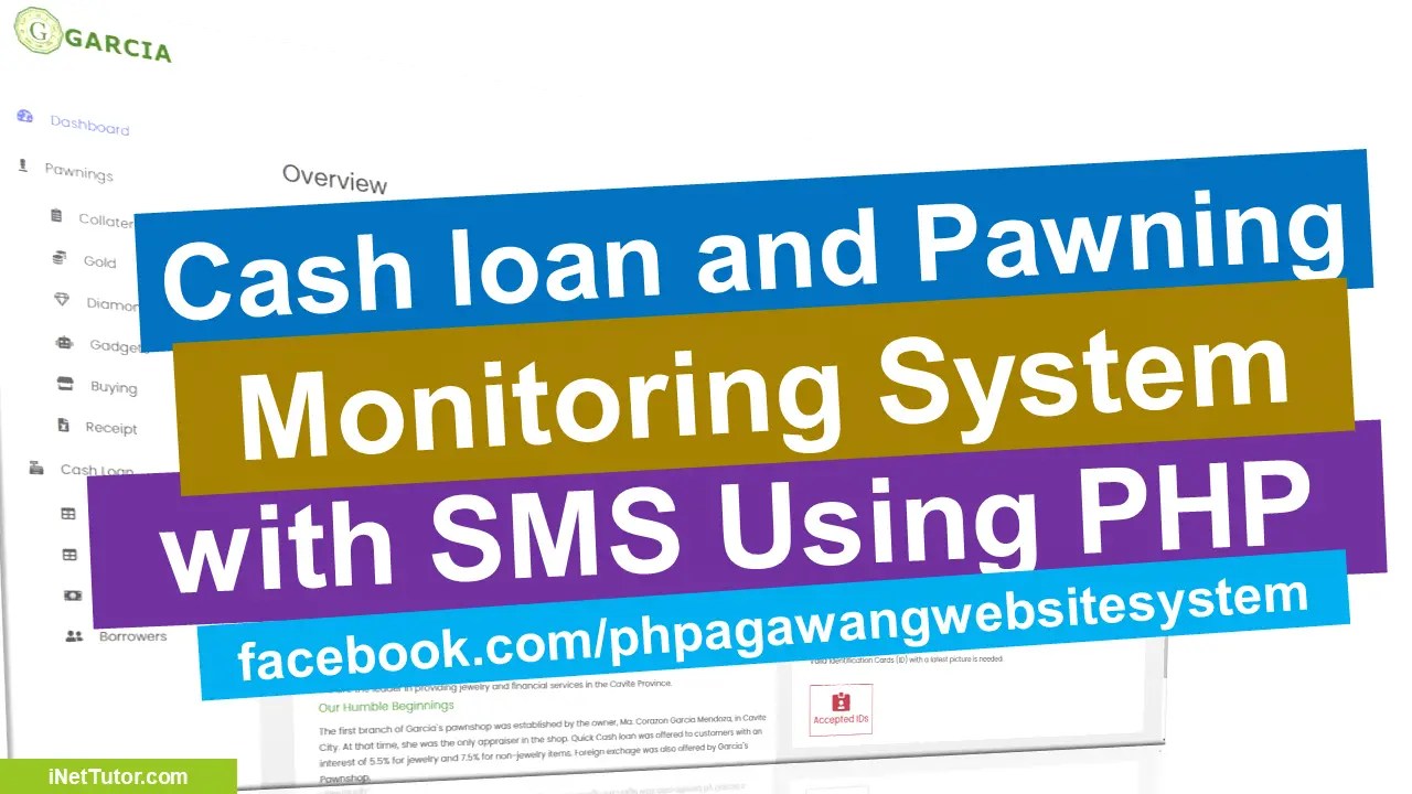 Cash loan and Pawning Monitoring System with SMS Using PHP