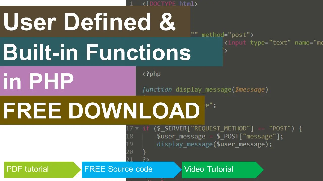 FREE User Defined and Builtin Functions in PHP [CODE]
