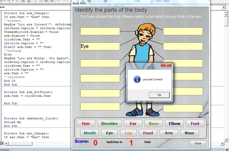 Identification Game in Visual Basic 6