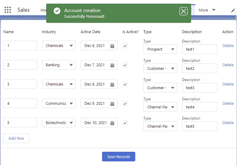 Dynamically adding and deleting Rows in Salesforce Lightning 