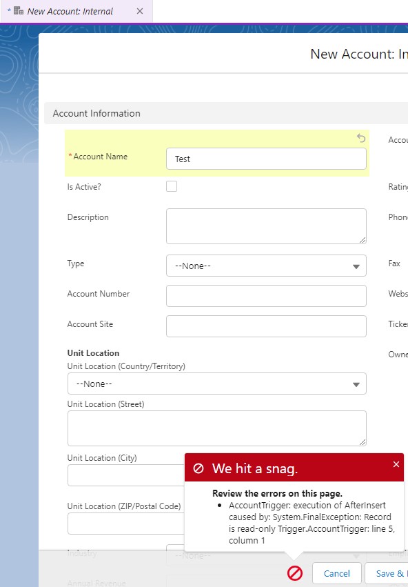 Record is readonly error in Salesforce Apex Trigger InfallibleTechie