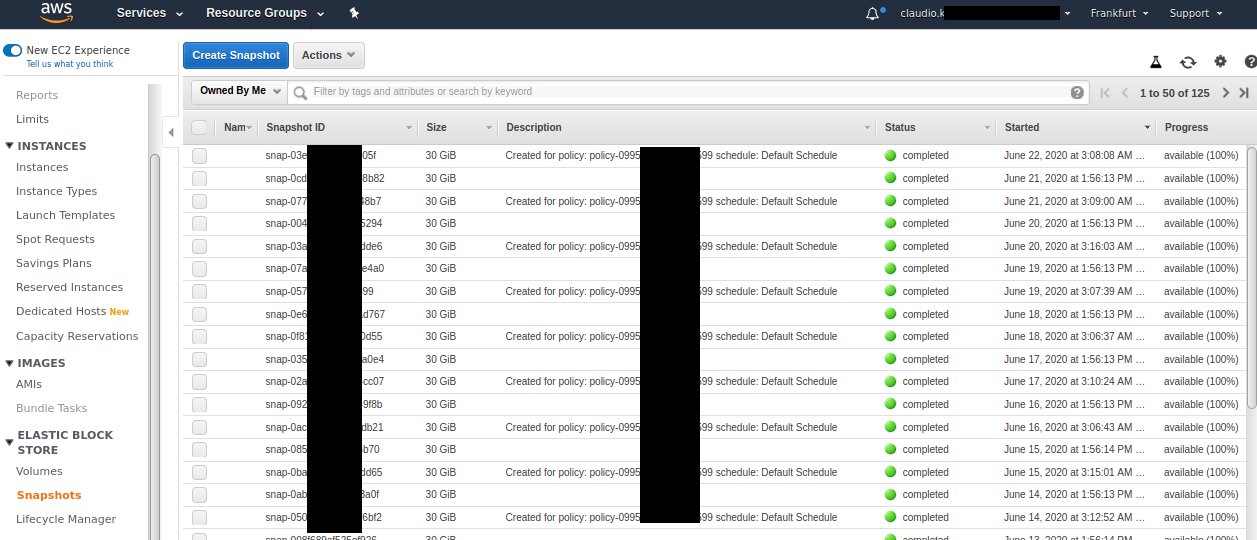 How to create automatic snapshots (backups) of EC2 storage volumes using Data Lifecycle Manager