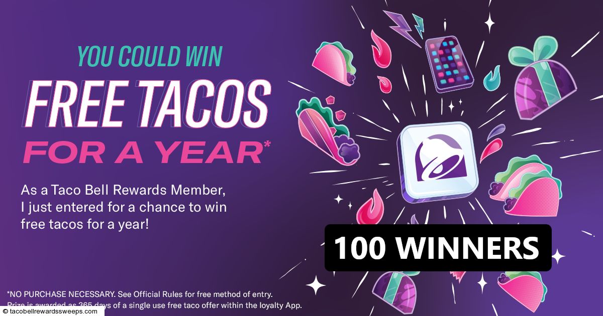 Taco Bell Rewards » Free Tacos For A Year Sweepstakes
