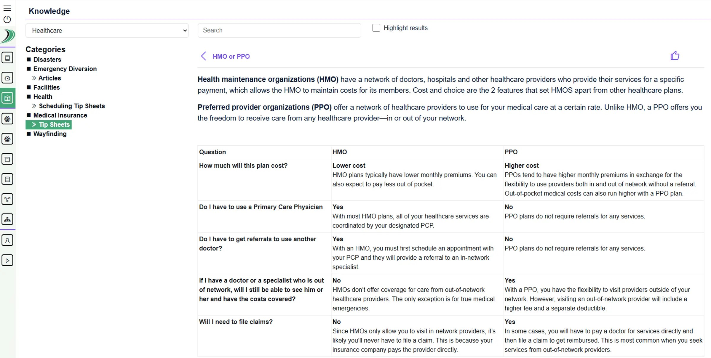 Knowledge base find answers and information faster