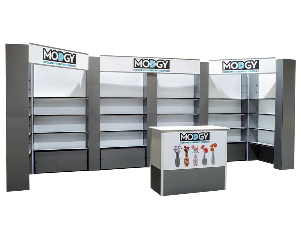 20’ Trade Show Rental Lightweight Shelving Kit 03