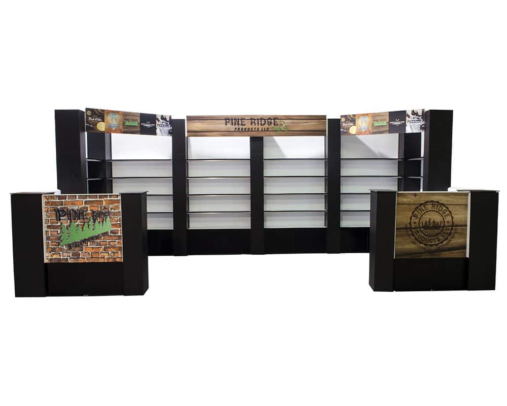 20’ Trade Show Rental Lightweight Shelving Kit 01