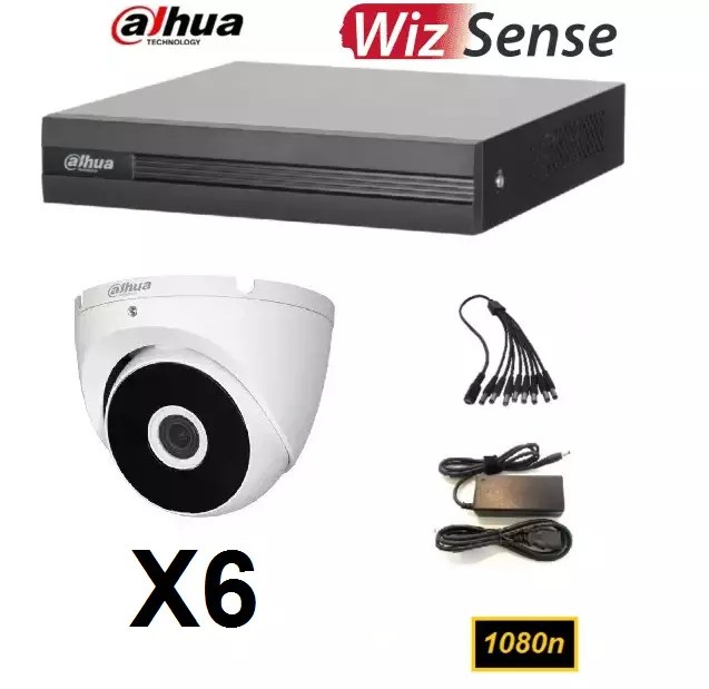 Kit DVR Dahua 8 canales modelo 1B08I + 6 camaras domo exterior 2MPX