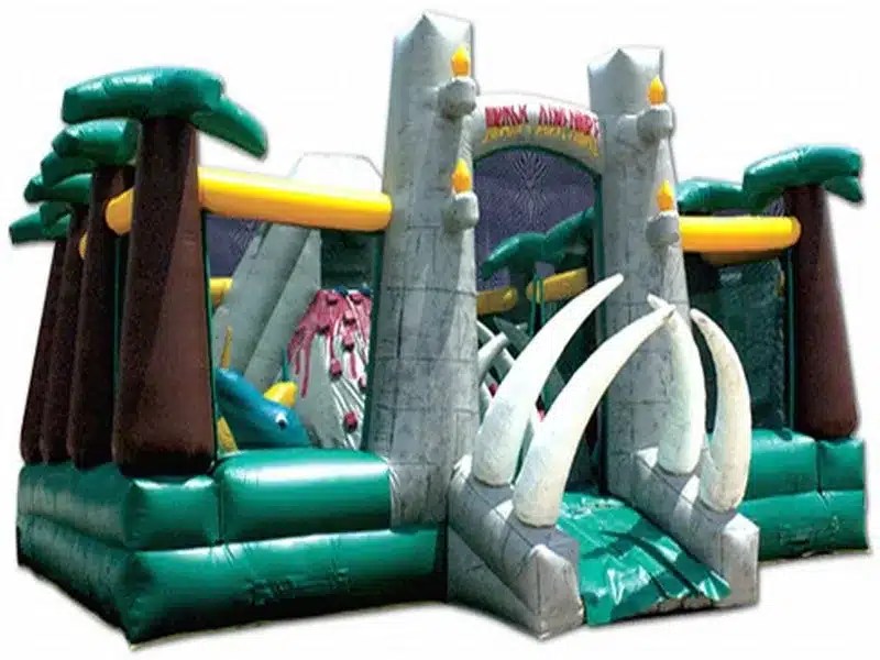 Jurassic Adventure Obstacle Course Inflatable Slide and Bounce House