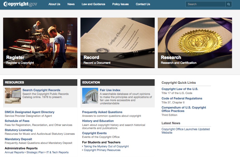 A Redesigned U.S. Copyright Office Web Site Now Live Online
