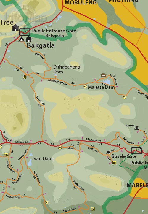 Pilanesberg Map Digital PDF with GPS Coordinates