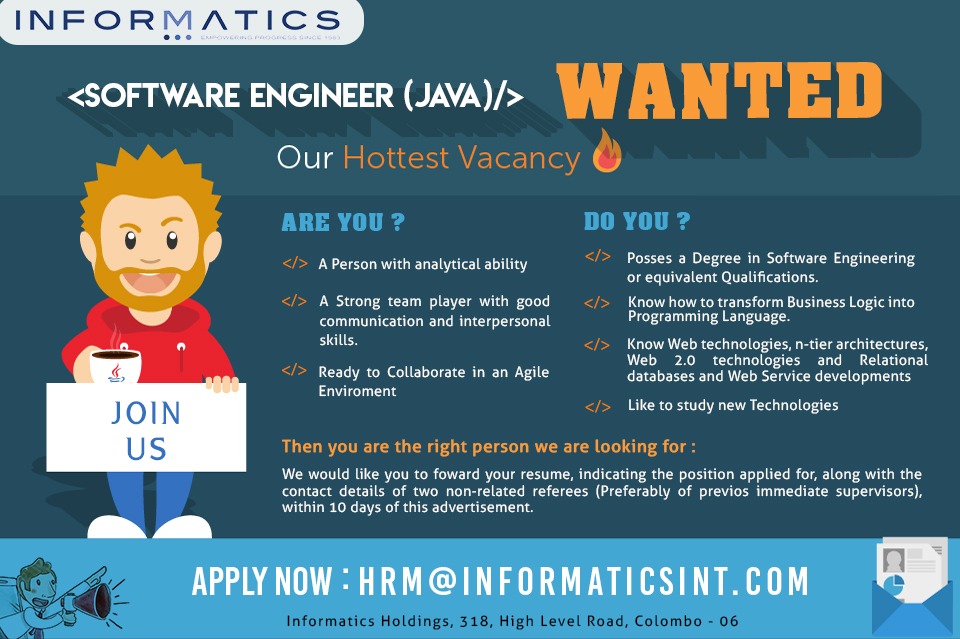 IT Vacancies in Sri Lanka Informatics (Pvt) Limited