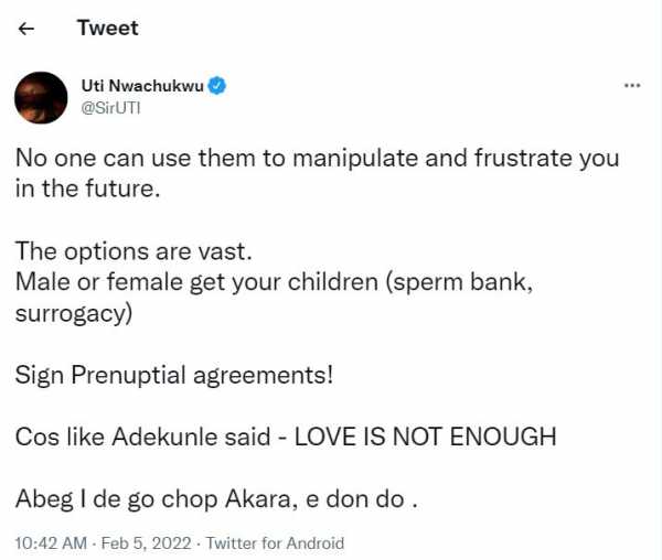 Uti Uwachukwu Advices Fans To Have Kids Through Surrogacy