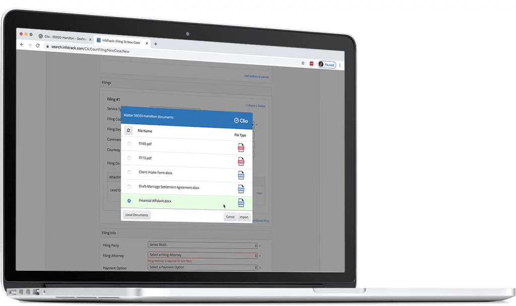 Process serving from Clio Manage InfoTrack