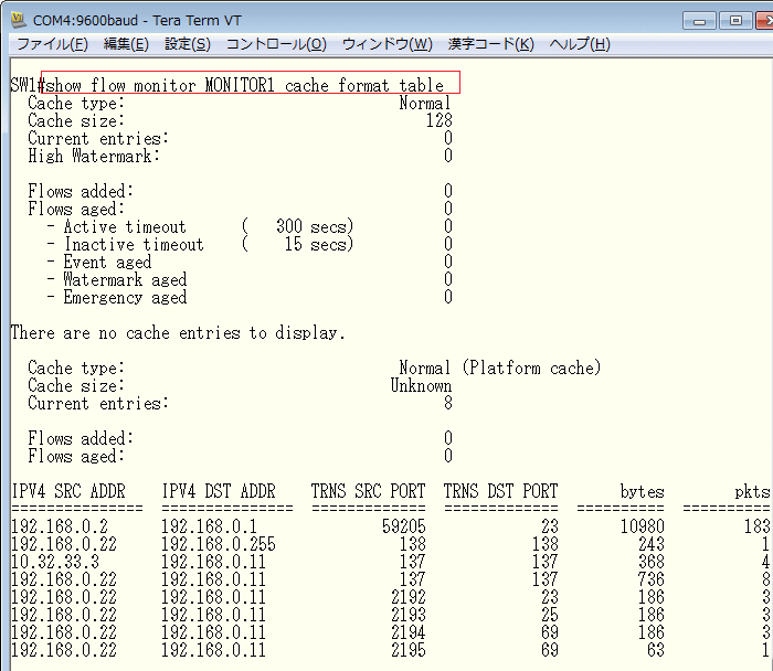 Flexible NetFlowとは 設定コマンド