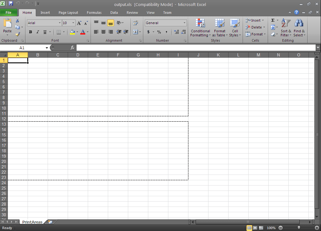 Select Printable Area Excel