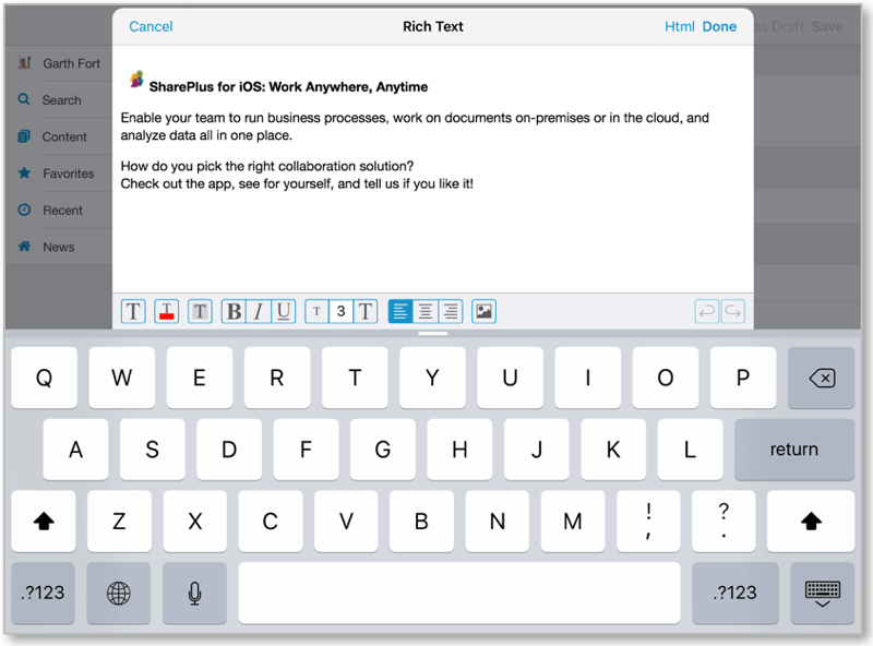 Edit Content SharePlus iOS™ Help