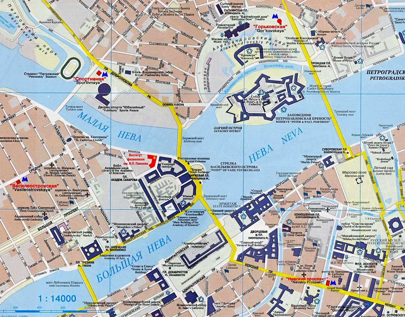 Maps of the city Saint Petersburg, Russia list of places,.