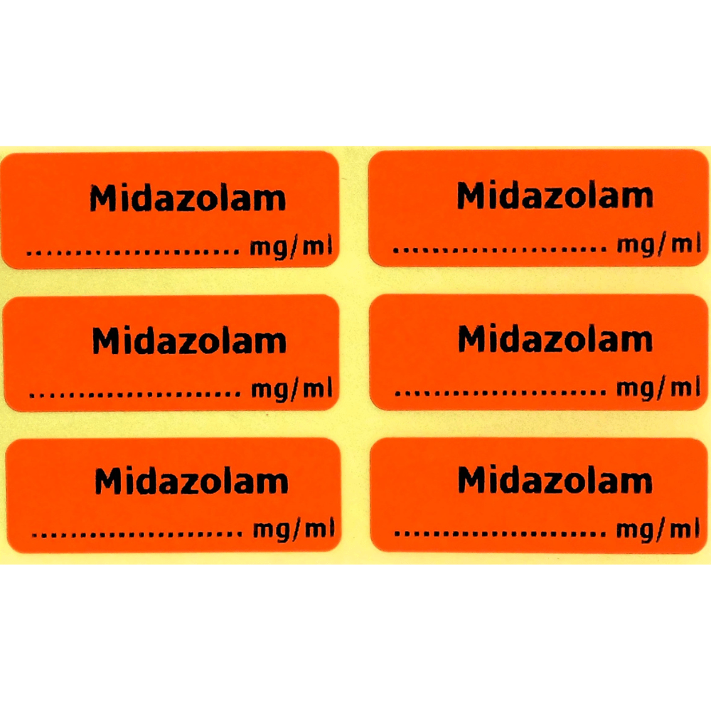 Syringe Labels; Midazolam (Box of 400) ‣ Infusion Concepts