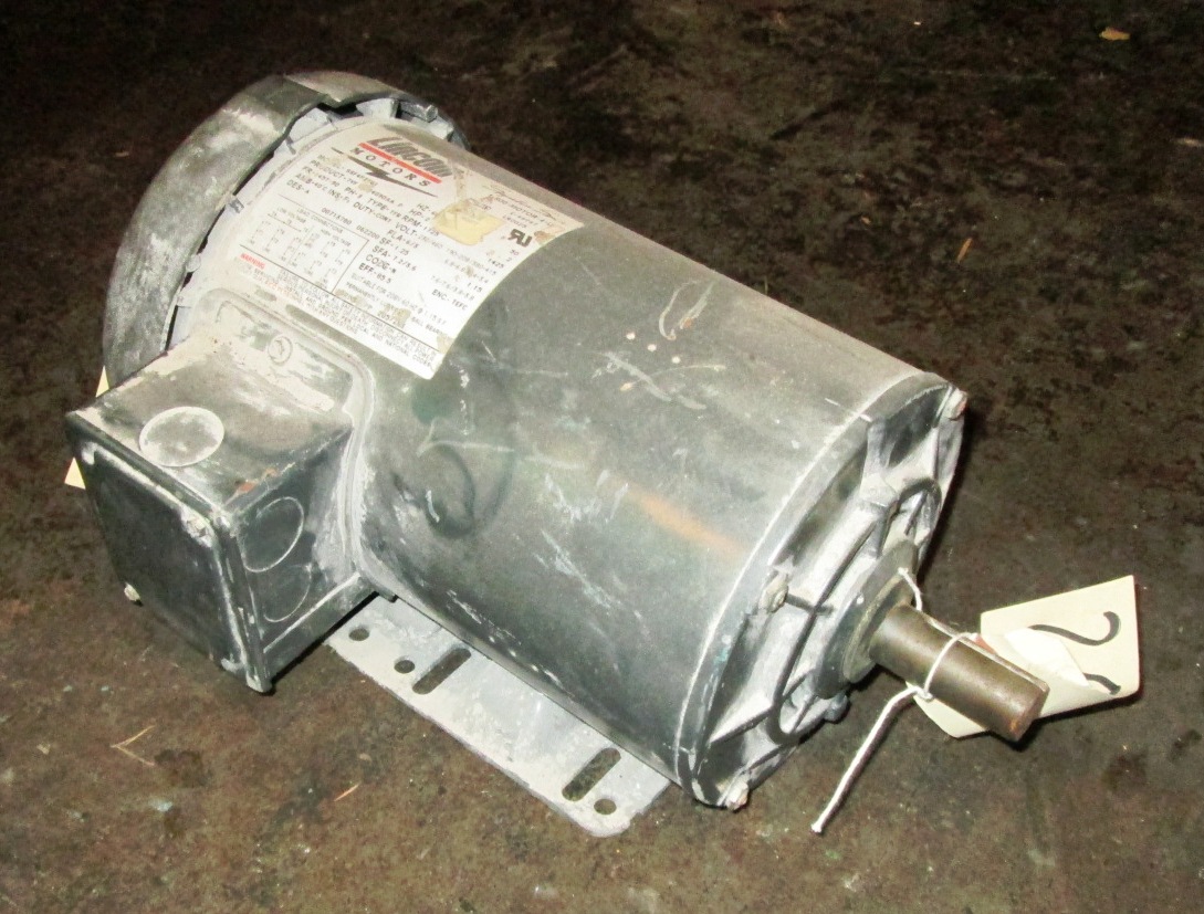 2 HP Lincoln Electric Motor, 1725 rpm, TEFC