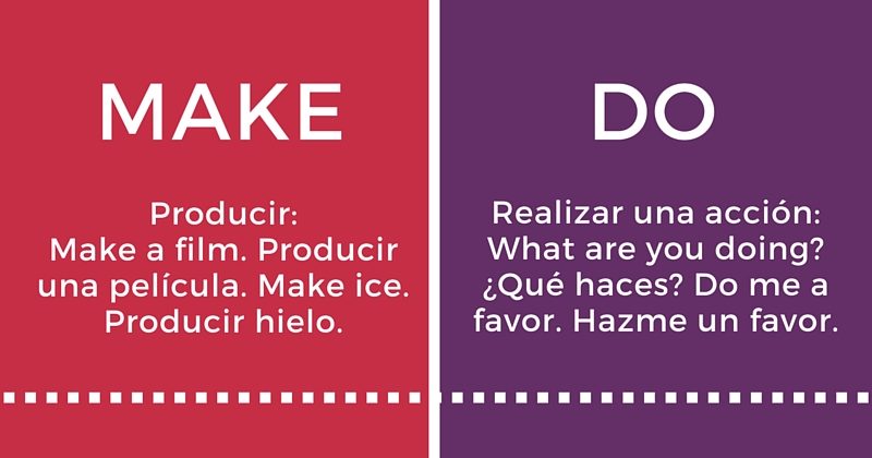 Infografía Las Diferencias entre "Make" y "Do"