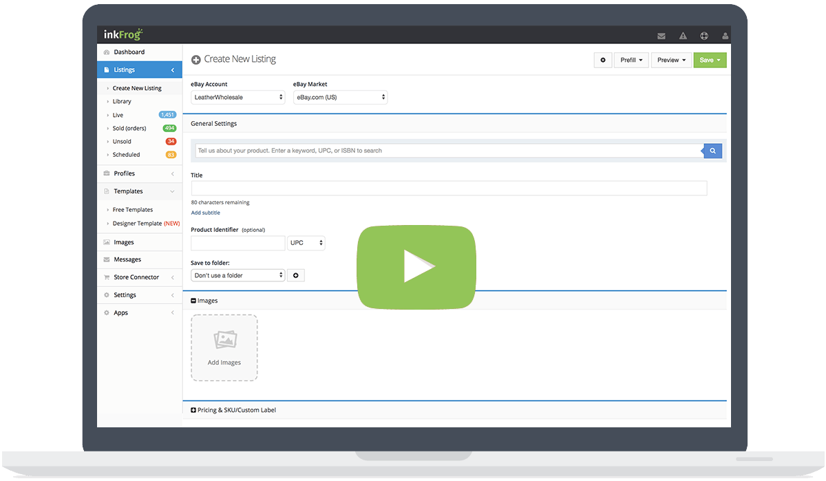 Free eBay listing software to help you grow your eBay business by inkFrog.