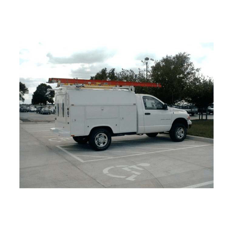 Prime Design Enclosed Utility Body Single Drop Down Ladder Rack HBRE