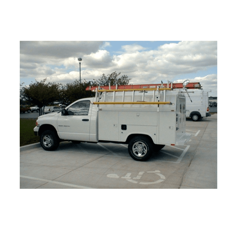 Prime Design Enclosed Utility Body Single Drop Down Ladder Rack HBRE