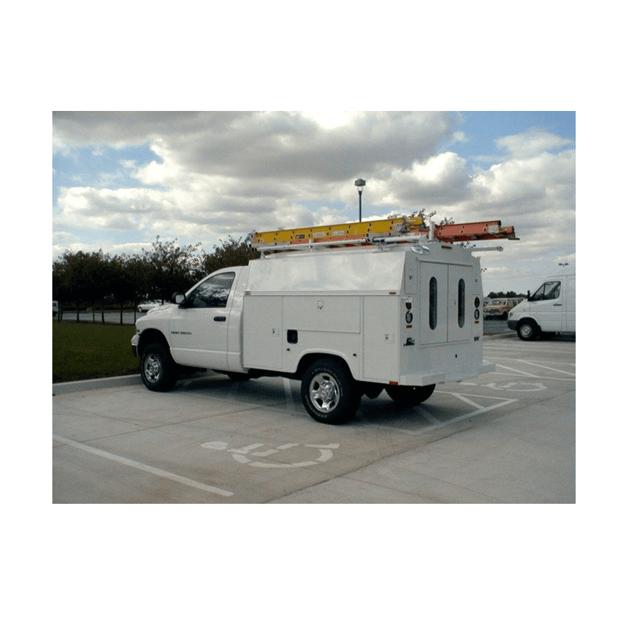 Prime Design Enclosed Utility Body Single Drop Down Ladder Rack HBRE