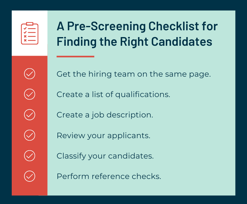 A PreScreening Checklist For Finding the Right Candidates