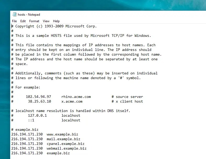 How to Modify Your hosts File Using Windows Net30 Hosting