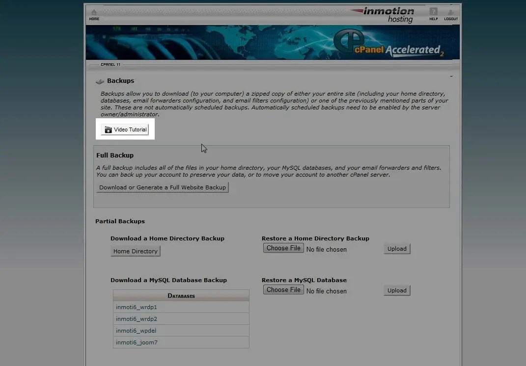 Using the cPanel Video Tutorials InMotion Hosting