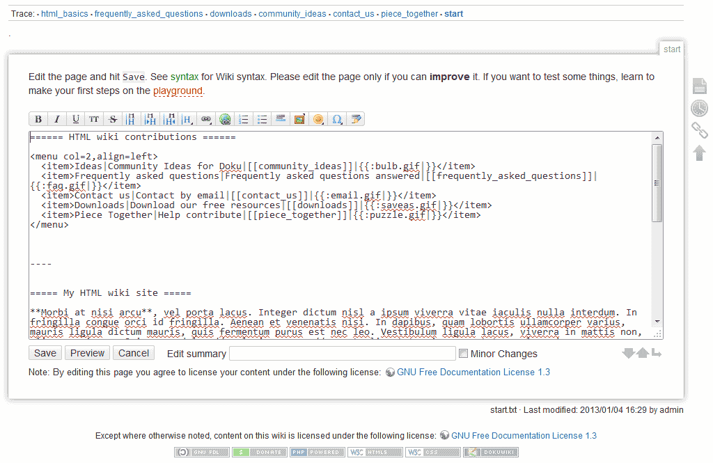How to use the menu plugin in DokuWiki InMotion Hosting