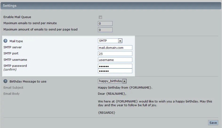 Setting SMTP settings in SMF 2.0 InMotion Hosting
