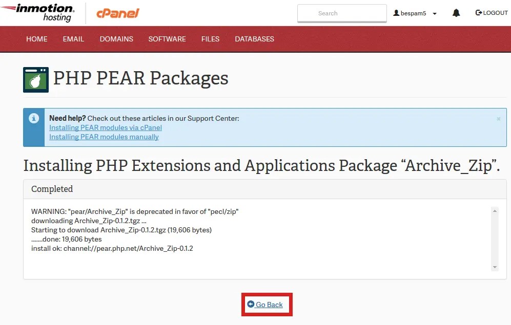 How to install PEAR PHP extensions via the cPanel InMotion Hosting