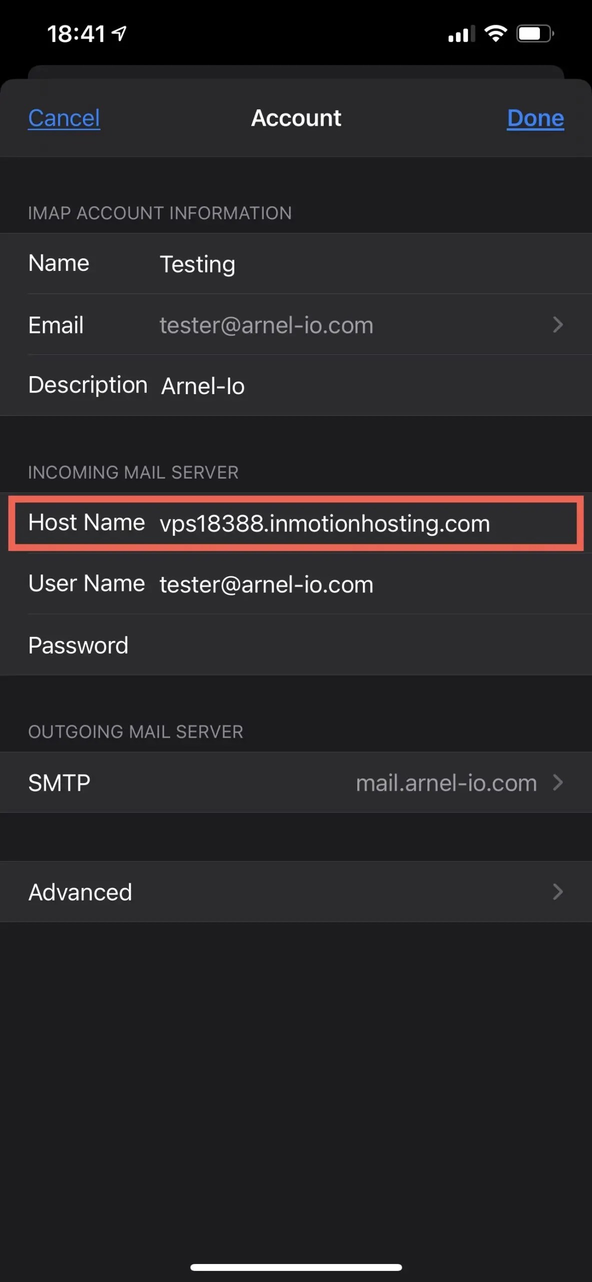 How to Edit Email Server Settings in iOS (14+) InMotion Hosting