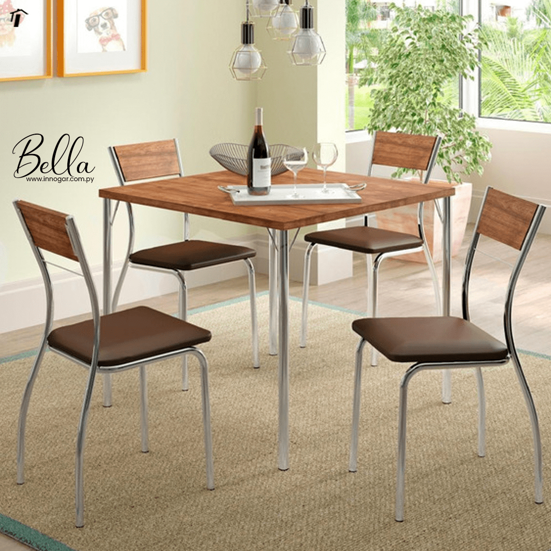 Juego de comedor Mendoza / Native Cacao Cromado Innogar