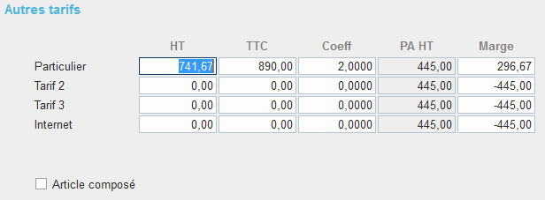 Catégorie de tarifs Tarif article et tarif client Le manager