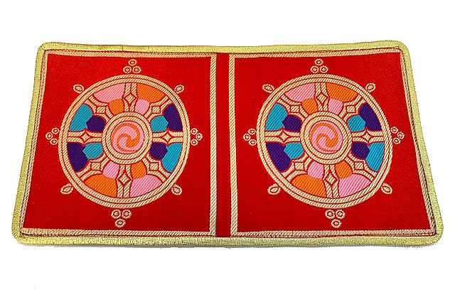 Tibetische Brokatdecke Rad Der Lehre Dharma Chakra Rot Buddhismus Nepal