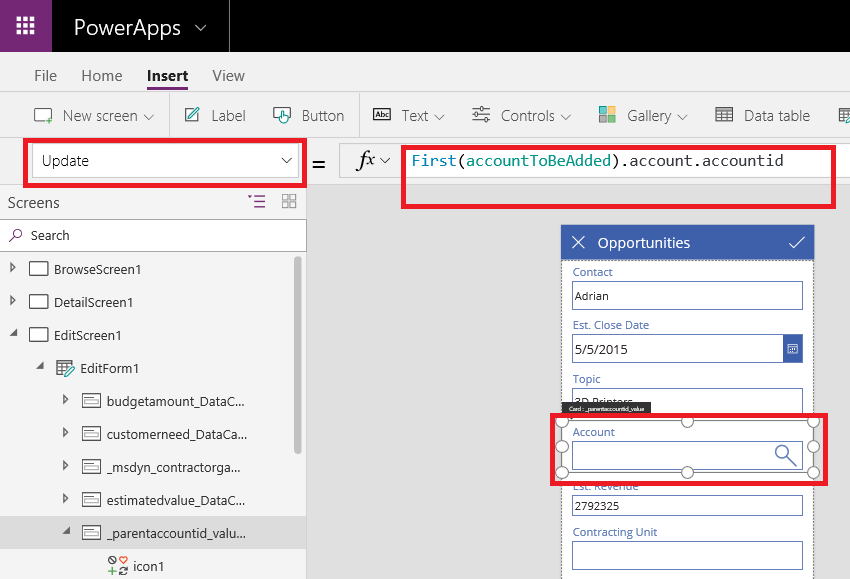 Working on Lookup Field of Dynamics 365 in PowerApps Microsoft