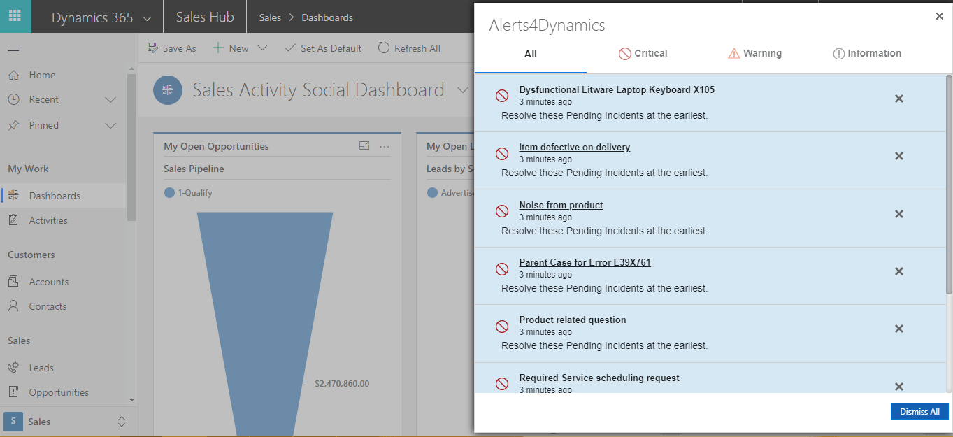 Create Announcements, Alerts and Notifications in Dynamics 365 CRM with