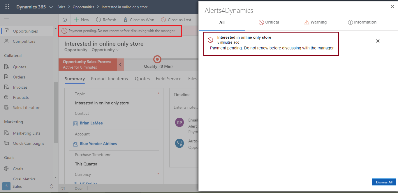 How to create Alerts or Reminders for Individual Records in Dynamics