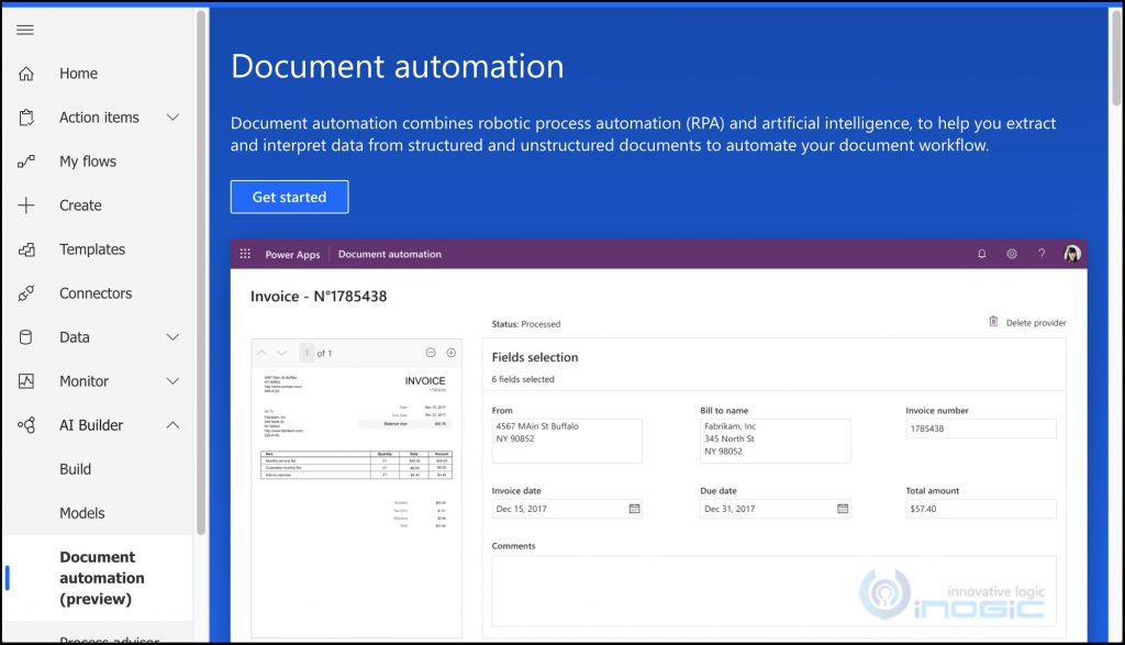 Microsoft Document Automation Application using AI Builder Form