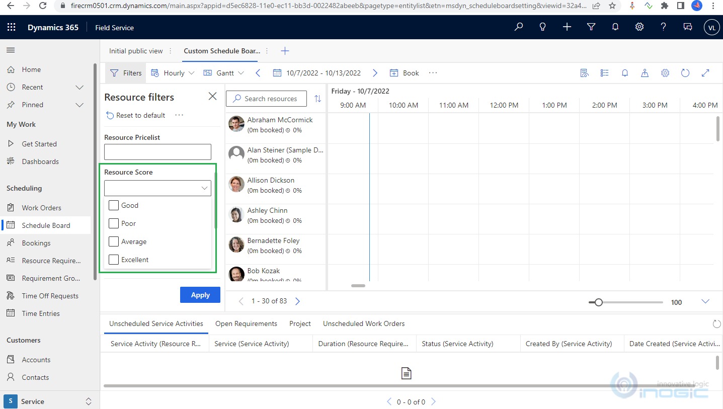 Advanced Schedule Board Customizations in Dynamics 365 Field Service