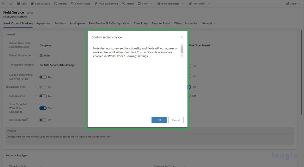 NottoExceed Setting with Field Service Dynamics 365 Microsoft