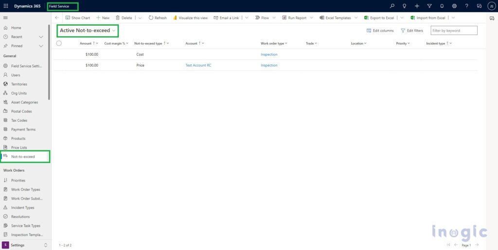 NottoExceed Setting with Field Service Dynamics 365 Microsoft