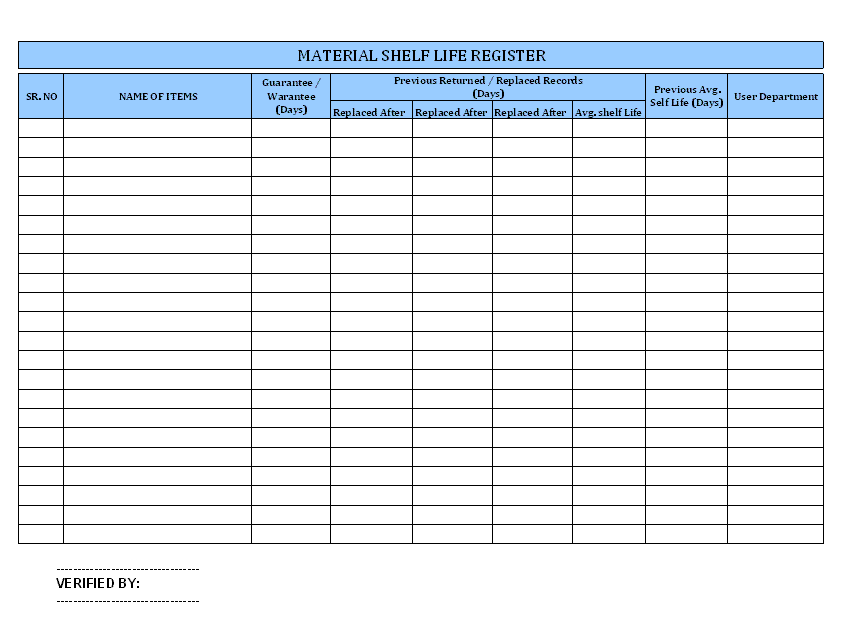 Material life register