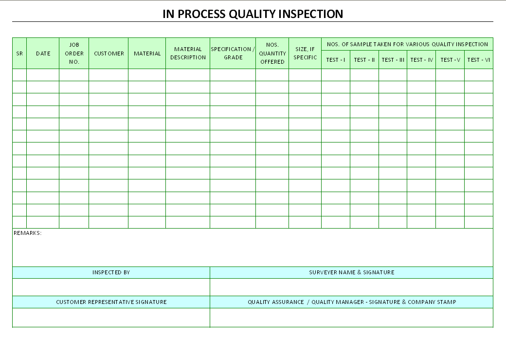 Quality Control Sheet Template MS Excel Templates