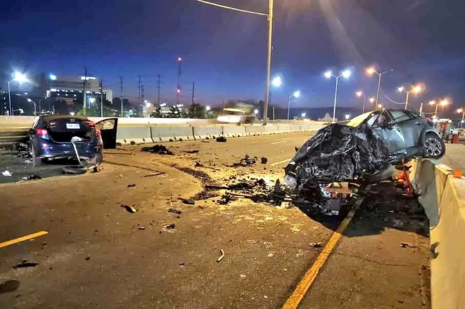 PHOTOS Vehicle goes wrong way on highway, causing major crash in